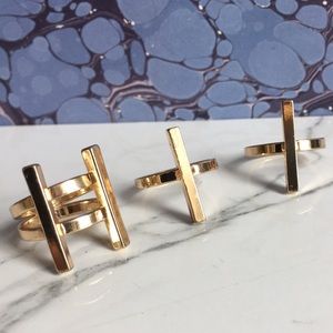 Madewell Gold Bar Ring Set